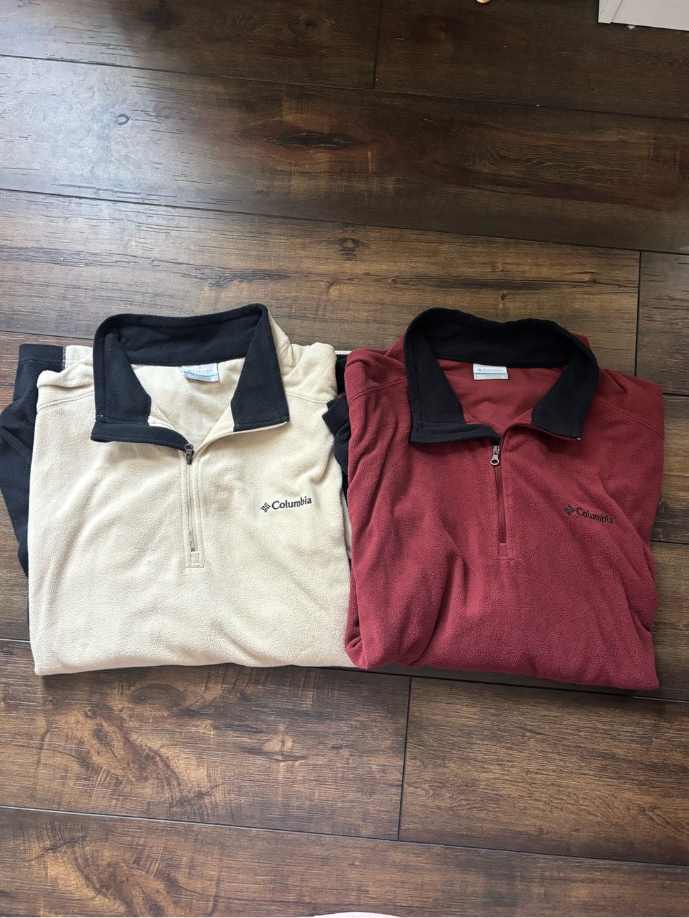 Columbia Men’s 1/4 Zip Fleece Pullover - Cream and Maroon